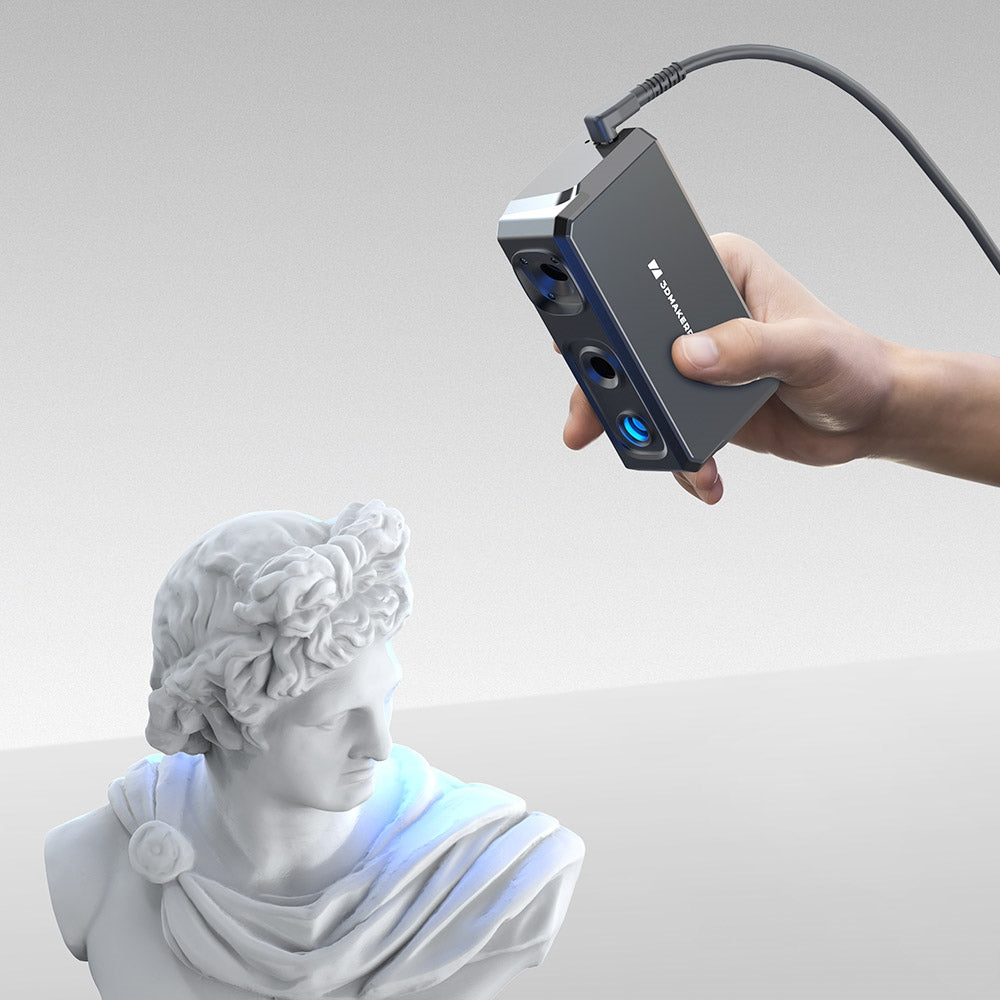 3DMakerpro Seal 3D Scanner, Blue Light Source, 0.01mm Accuracy, 0.05mm Resolution, 10fps Frame Rate, Visual Tracking, Anti-Shaking, 100x75mm Single Capture Range, 180-280mm Work Distance, 24-bit Color Scanning