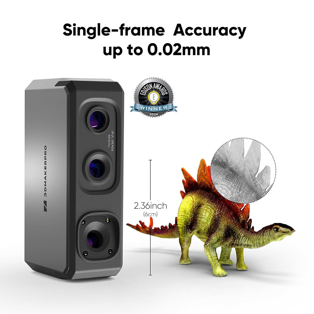 3DMakerpro Seal Lite 3D Scanner, NIR Light Source, 0.02mm Accuracy, 0.07mm Resolution, Anti-shake Lenses, 10fps Frame Rate, Visual Tracking