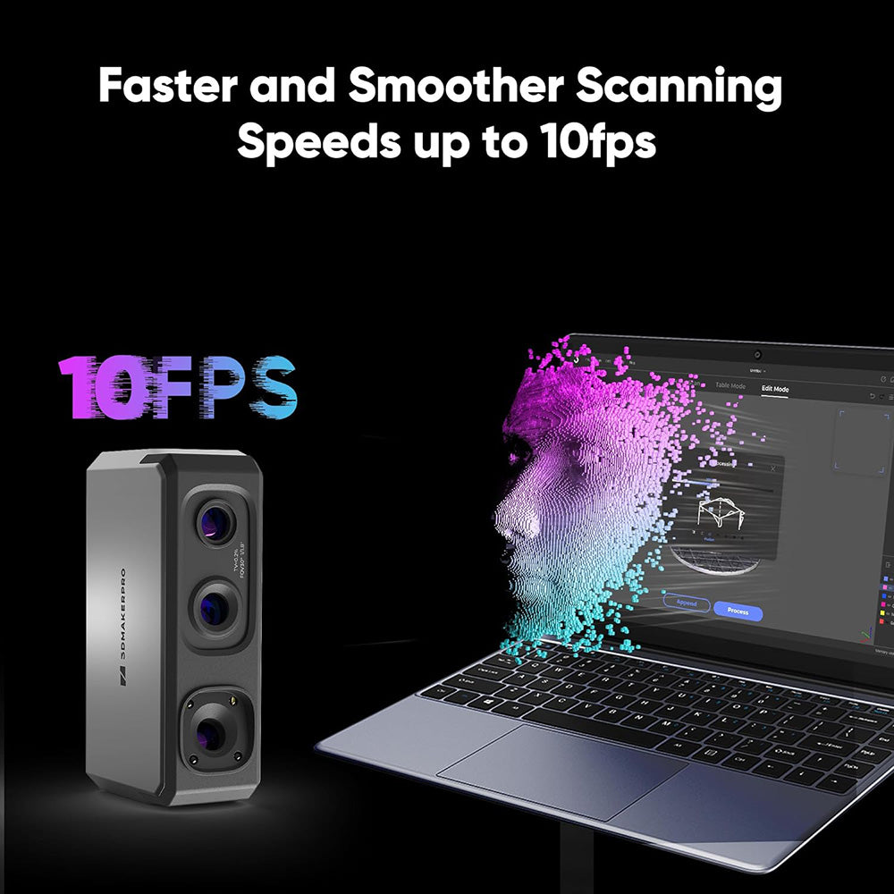 3DMakerpro Seal Lite 3D Scanner, NIR Light Source, 0.02mm Accuracy, 0.07mm Resolution, Anti-shake Lenses, 10fps Frame Rate, Visual Tracking