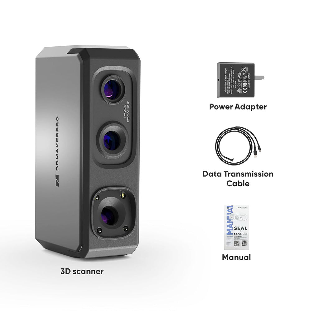 3DMakerpro Seal Lite 3D Scanner, NIR Light Source, 0.02mm Accuracy, 0.07mm Resolution, Anti-shake Lenses, 10fps Frame Rate, Visual Tracking