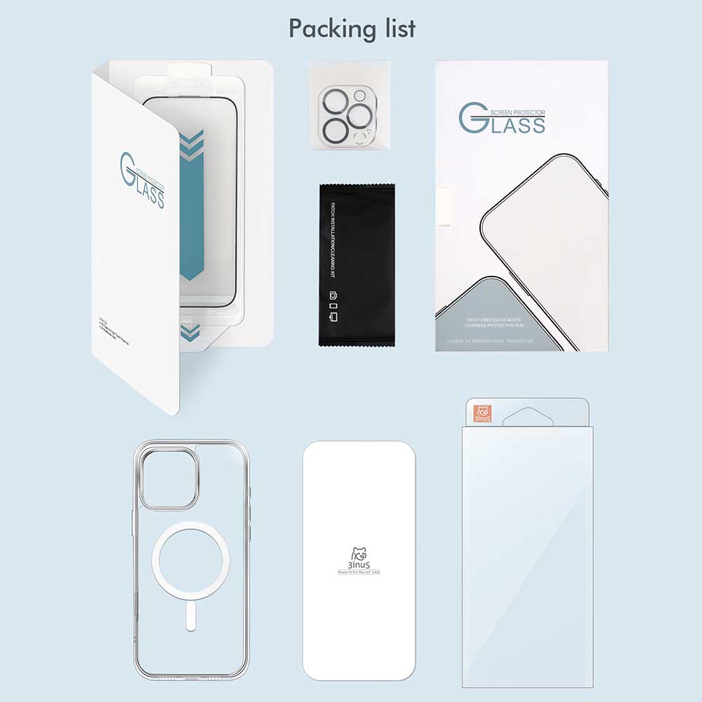 3inuS S63 Phone Case and Screen Protector for iPhone 16 Pro Max