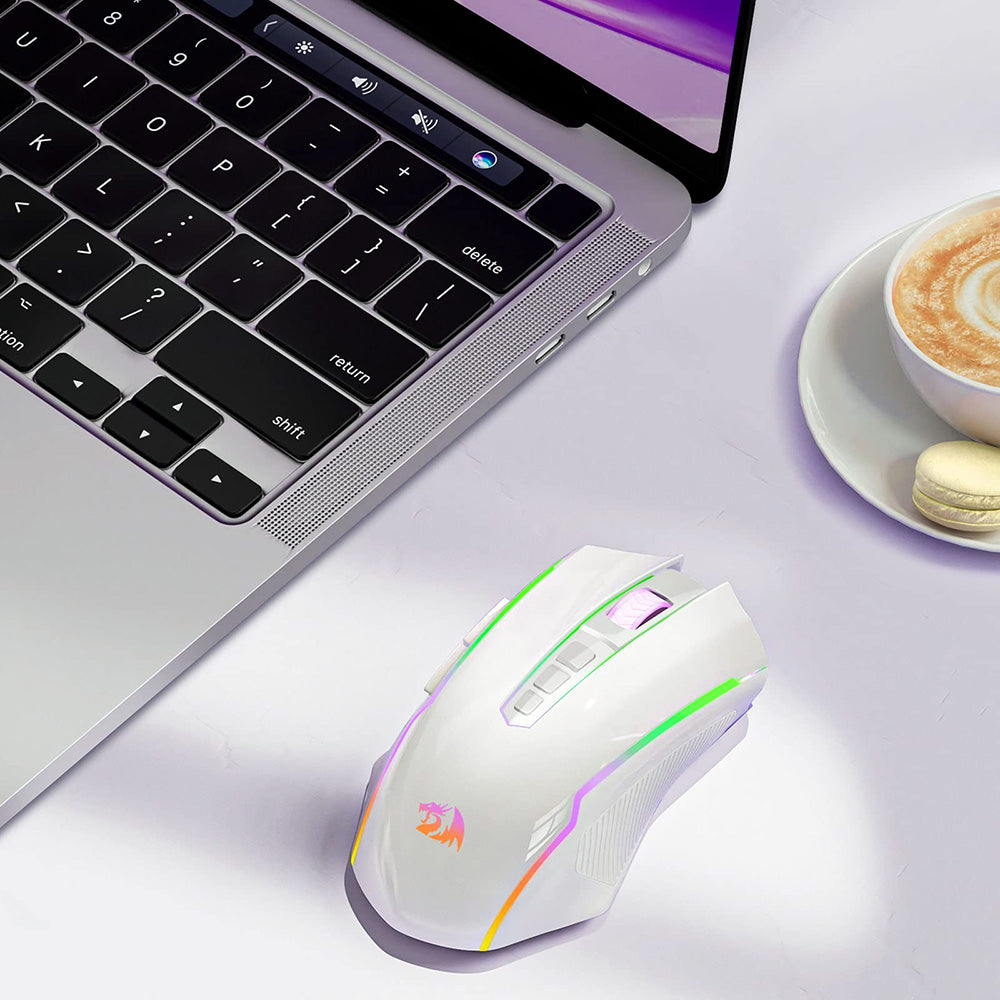 Redragon M910-WS RANGER LITE RGB 2.4G Wireless/Wired Double Modes Gaming Mouse 8000 DPI with Rapid Fire Buttons -White