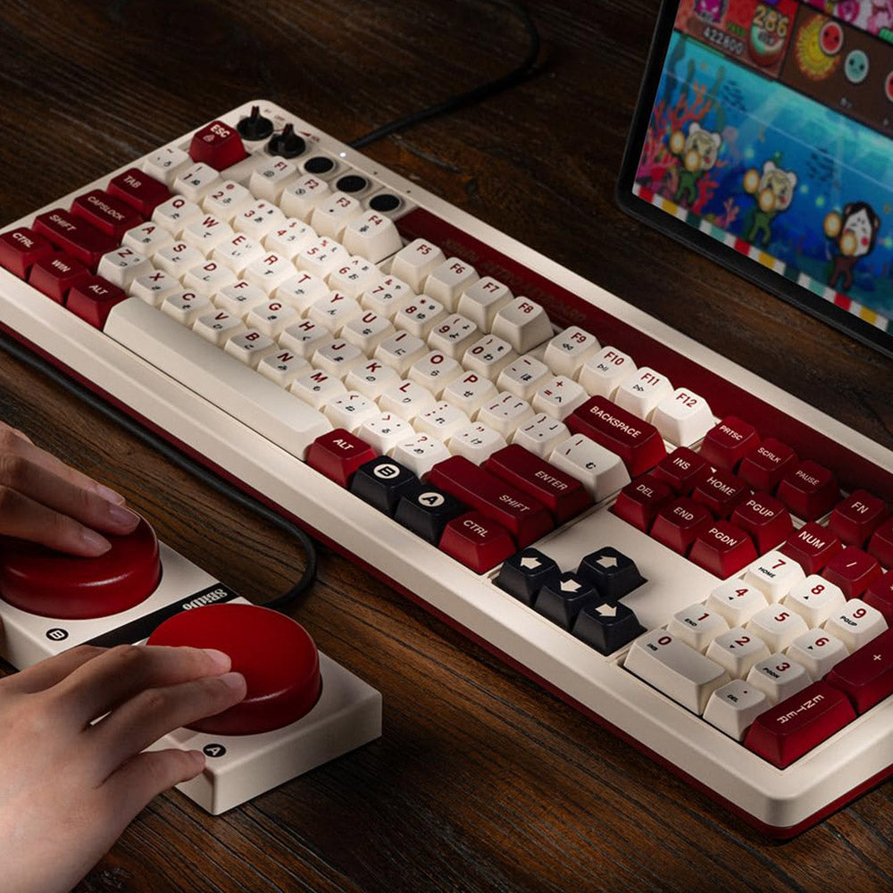 8BitDo Retro 108 Mechanical Keyboard, 108 Keys, Hot-swappable PCB, 3 Modes Connection, Wireless Gaming Keyboard for Windows & Android - Red