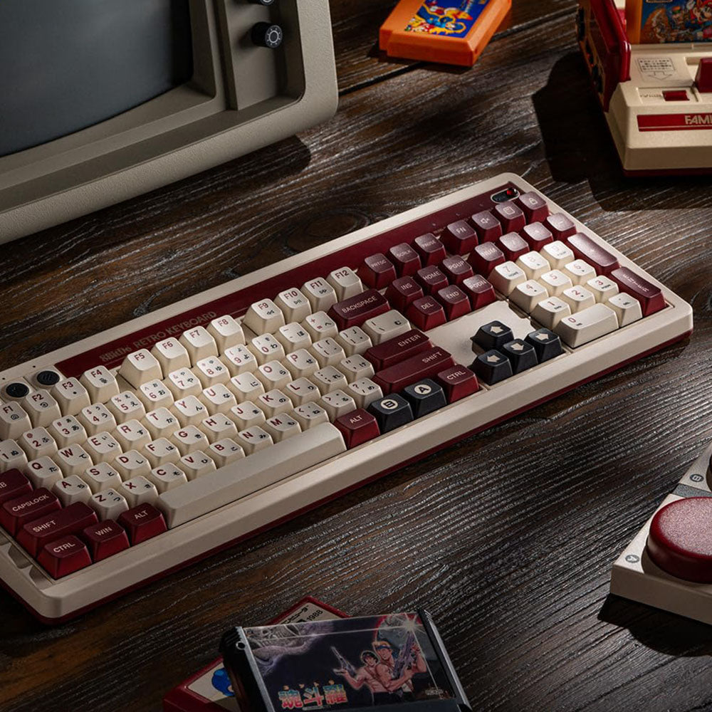 8BitDo Retro 108 Mechanical Keyboard, 108 Keys, Hot-swappable PCB, 3 Modes Connection, Wireless Gaming Keyboard for Windows & Android - Red