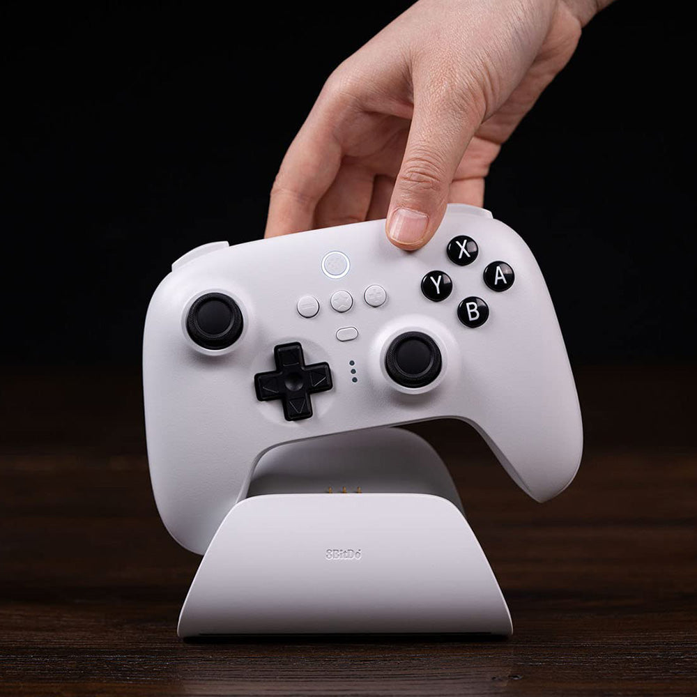 8Bitdo Ultimate Gaming Controller with Charging Dock, Hall Effect Sensing Joystick, Compatible with Switch, Windows & Steam Deck - White
