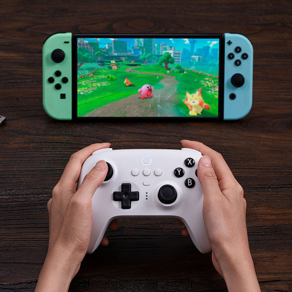 8Bitdo Ultimate Gaming Controller with Charging Dock, Hall Effect Sensing Joystick, Compatible with Switch, Windows & Steam Deck - White