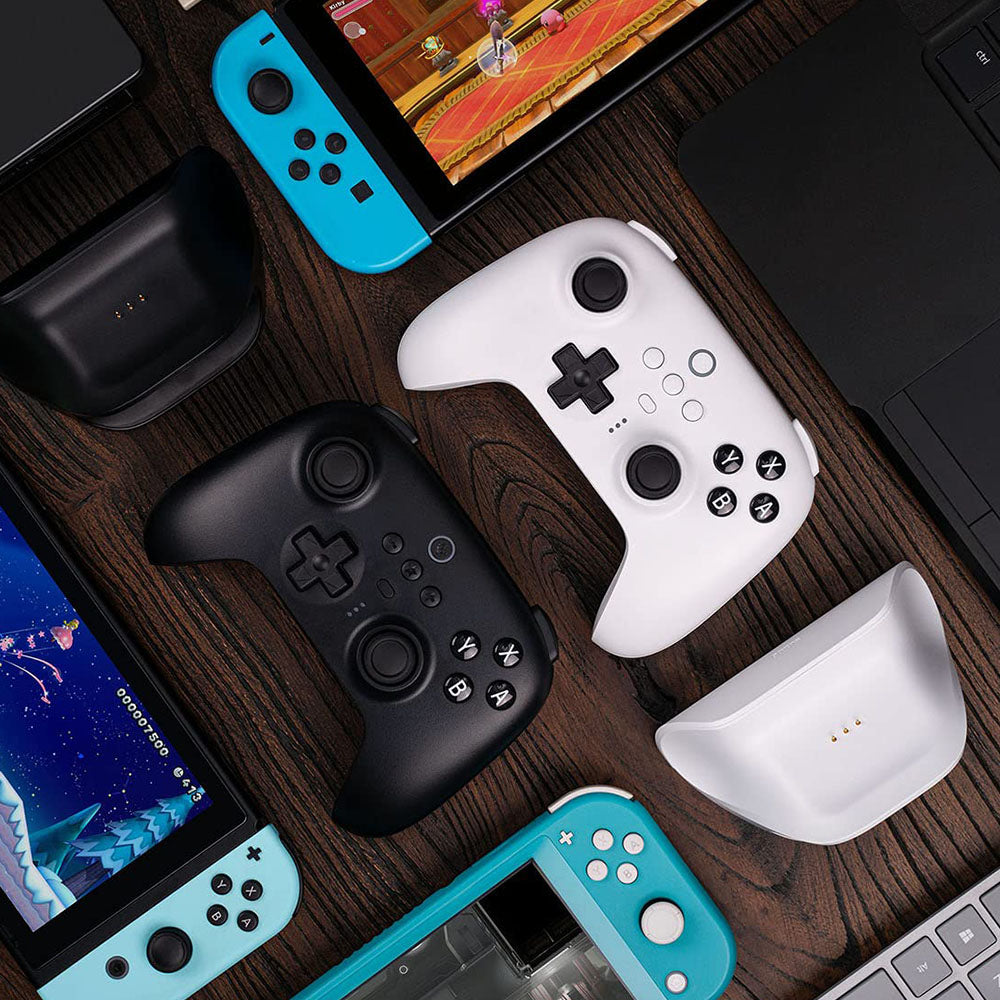 8Bitdo Ultimate Gaming Controller with Charging Dock, Hall Effect Sensing Joystick, Compatible with Switch, Windows & Steam Deck - White