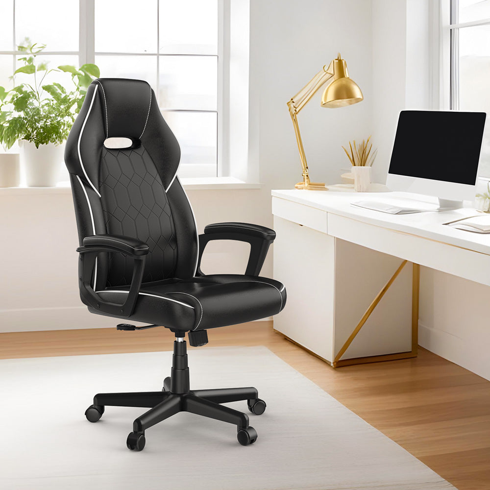 ACGAM CG-5354 Gaming Office Chair XL Version, Ergonomic Design, Flexible Tilting Tension and Height, Superior PVC Leather, Sleek Padded Armrests, 360° Smooth Swivel