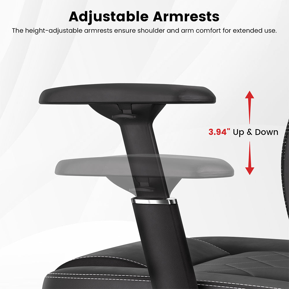 ACGAM CG-5455M Ergonomic Gaming Office Chair, PVC Seat Cushion, Adjustable Armrest & Headrest, 4D Lumbar Support, Synchro Reclining Backrest