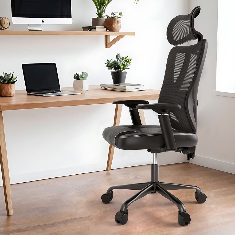 ACGAM CG-5455M Ergonomic Gaming Office Chair, PVC Seat Cushion, Adjustable Armrest & Headrest, 4D Lumbar Support, Synchro Reclining Backrest