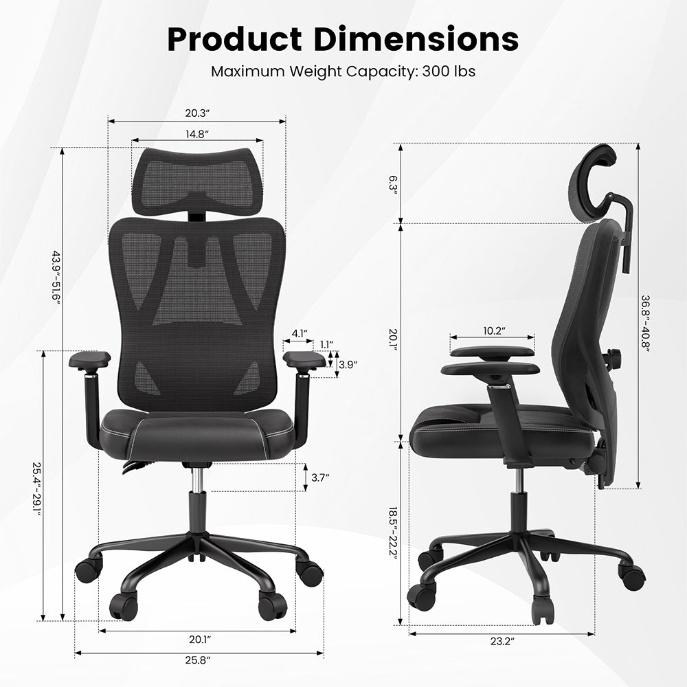 ACGAM CG-5455M Ergonomic Gaming Office Chair, PVC Seat Cushion, Adjustable Armrest & Headrest, 4D Lumbar Support, Synchro Reclining Backrest