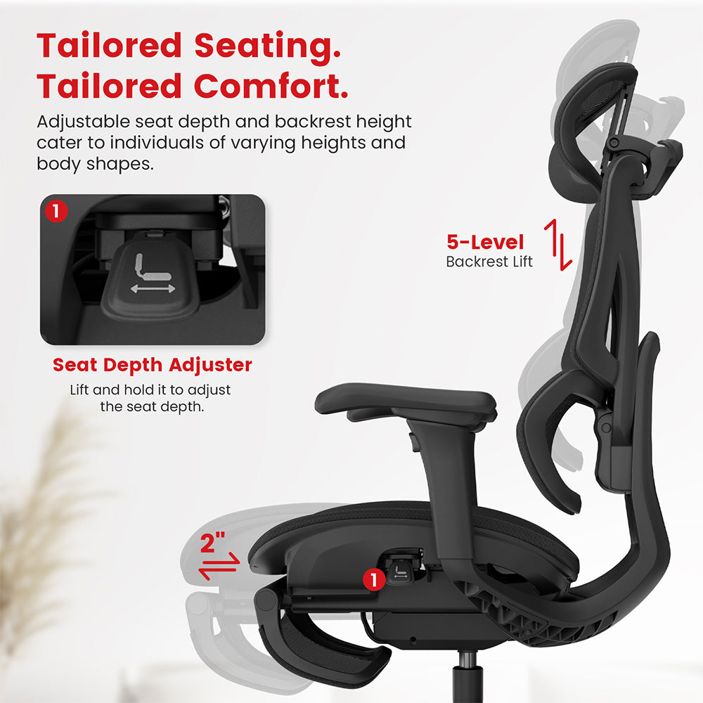 ACGAM CG-5658M Ergonomic Gaming Office Chair with 4D Adjustable Armrest, Lumbar Support, Adjustable Headrest