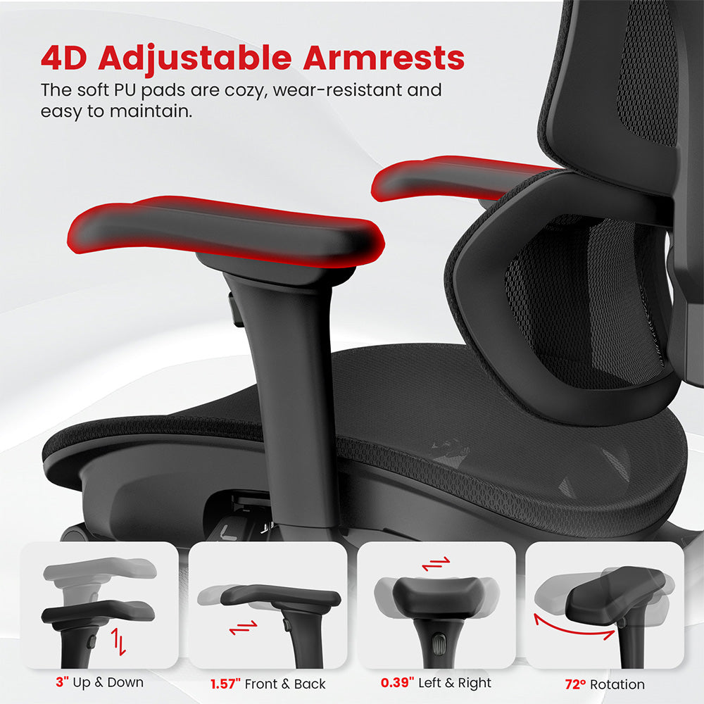 ACGAM CG-5658M Ergonomic Gaming Office Chair with 4D Adjustable Armrest, Lumbar Support, Adjustable Headrest