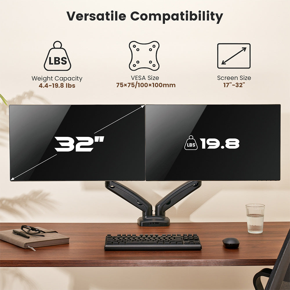 ACGAM MAS-1D Spring-Assisted Dual-Monitor Mount with Flexible Angle and Installation