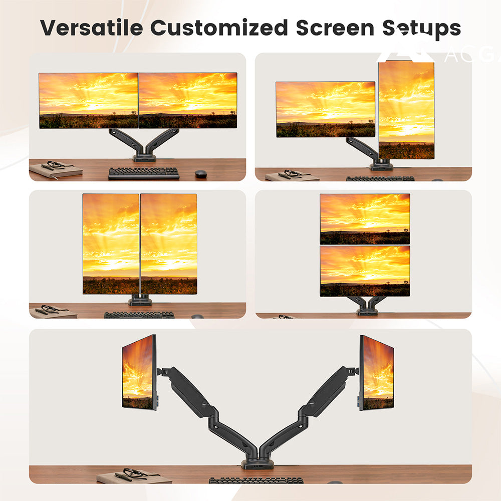 ACGAM MAS-1D Spring-Assisted Dual-Monitor Mount with Flexible Angle and Installation