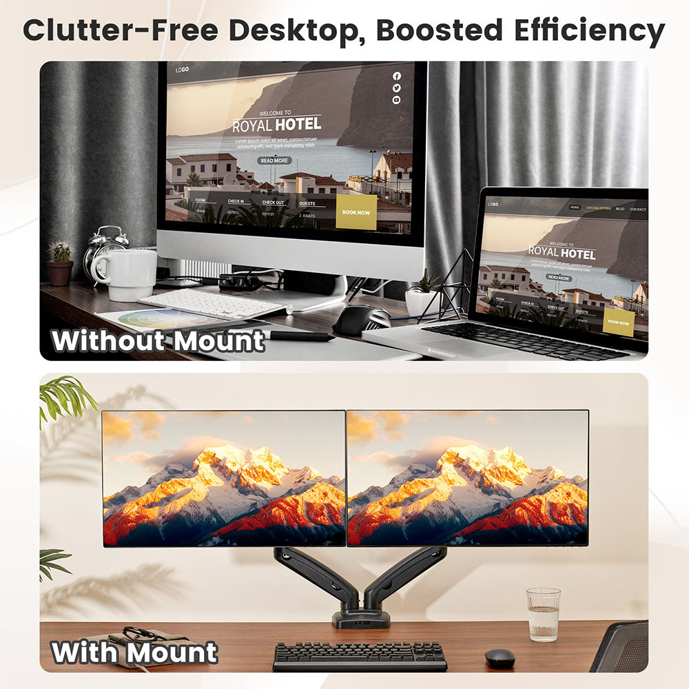 ACGAM MAS-1D Spring-Assisted Dual-Monitor Mount with Flexible Angle and Installation