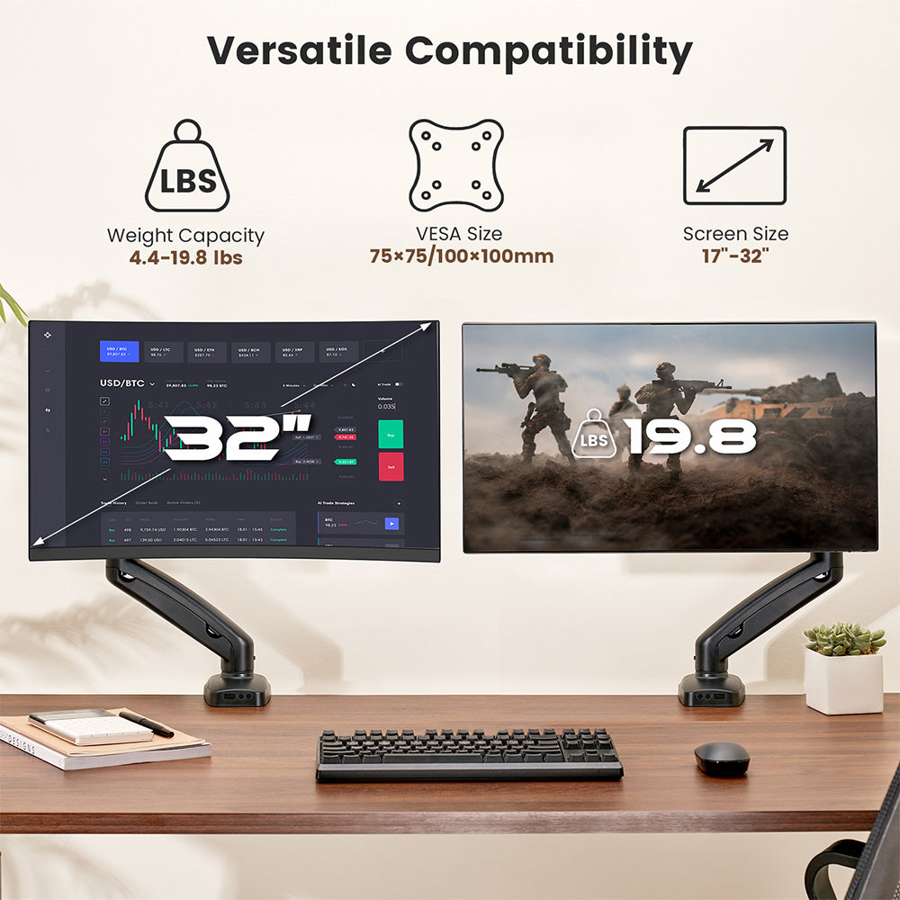 ACGAM MAS-1S Spring-Assisted Single-Monitor Mount with Flexible Angle and Installation