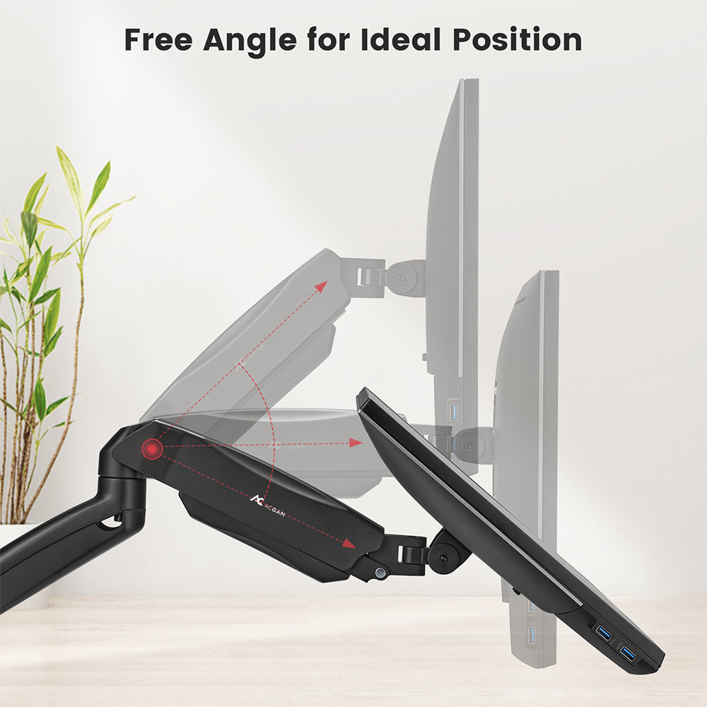 ACGAM MAS-1S Spring-Assisted Single-Monitor Mount with Flexible Angle and Installation