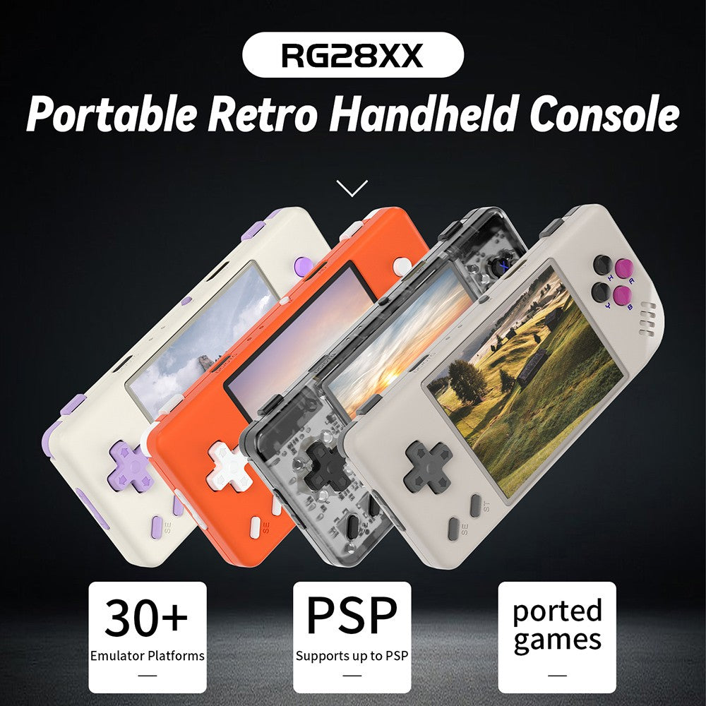 ANBERNIC RG28XX Game Console, 2.83-inch IPS Screen, 32GB TF Card, Multimedia Applications, 8 Hours of Playtime, HDMI Output - Transparent Black