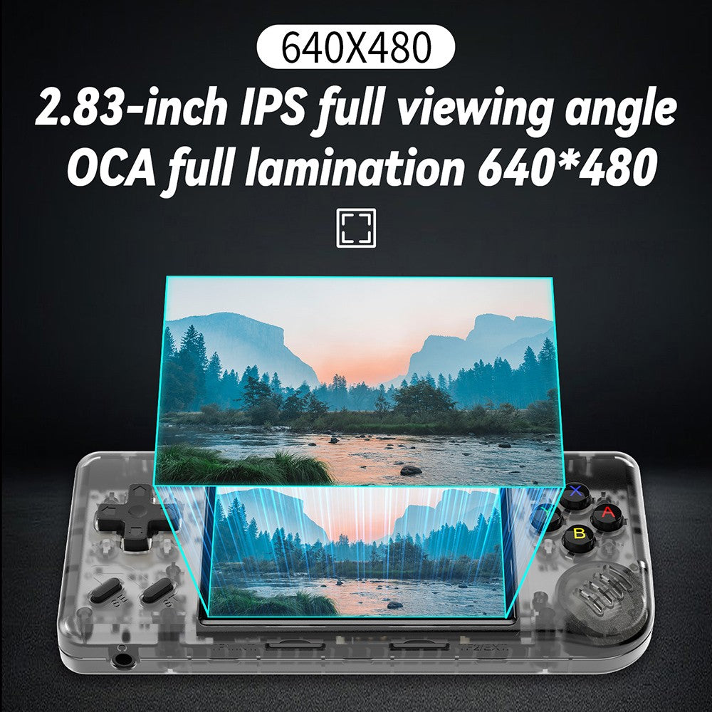 ANBERNIC RG28XX Game Console, 2.83-inch IPS Screen, 32GB TF Card, Multimedia Applications, 8 Hours of Playtime, HDMI Output - Transparent Black
