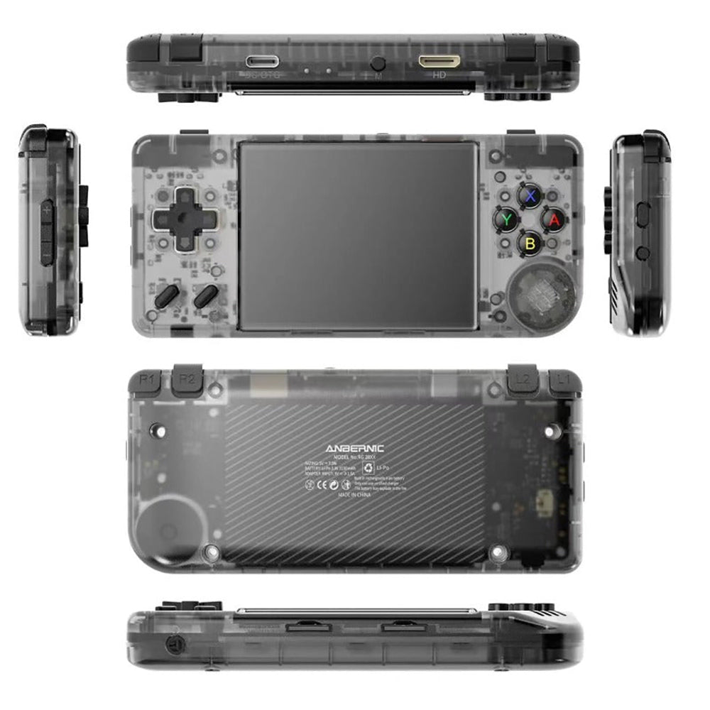 ANBERNIC RG28XX Game Console, 2.83-inch IPS Screen, 32GB TF Card, Multimedia Applications, 8 Hours of Playtime, HDMI Output - Transparent Black