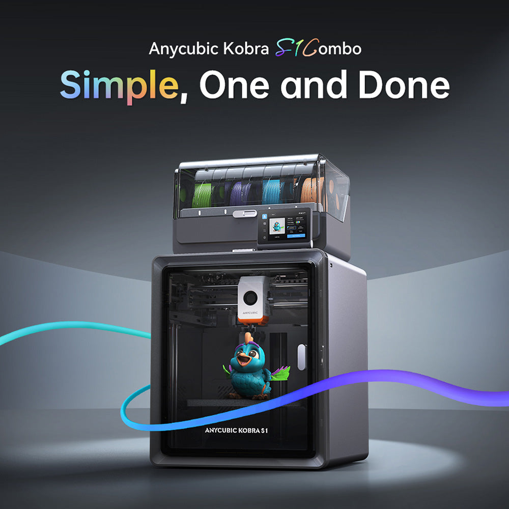 Anycubic Kobra S1 Combo 3D Printer, Up to 8-Color Printing, Ace Pro Color Engine, 600mm/s Ultra-Fast Speed, Auto-leveling, 320°C Hotend, 44dB Ultra-Quiet, CoreXY Construction, 250*250*250mm