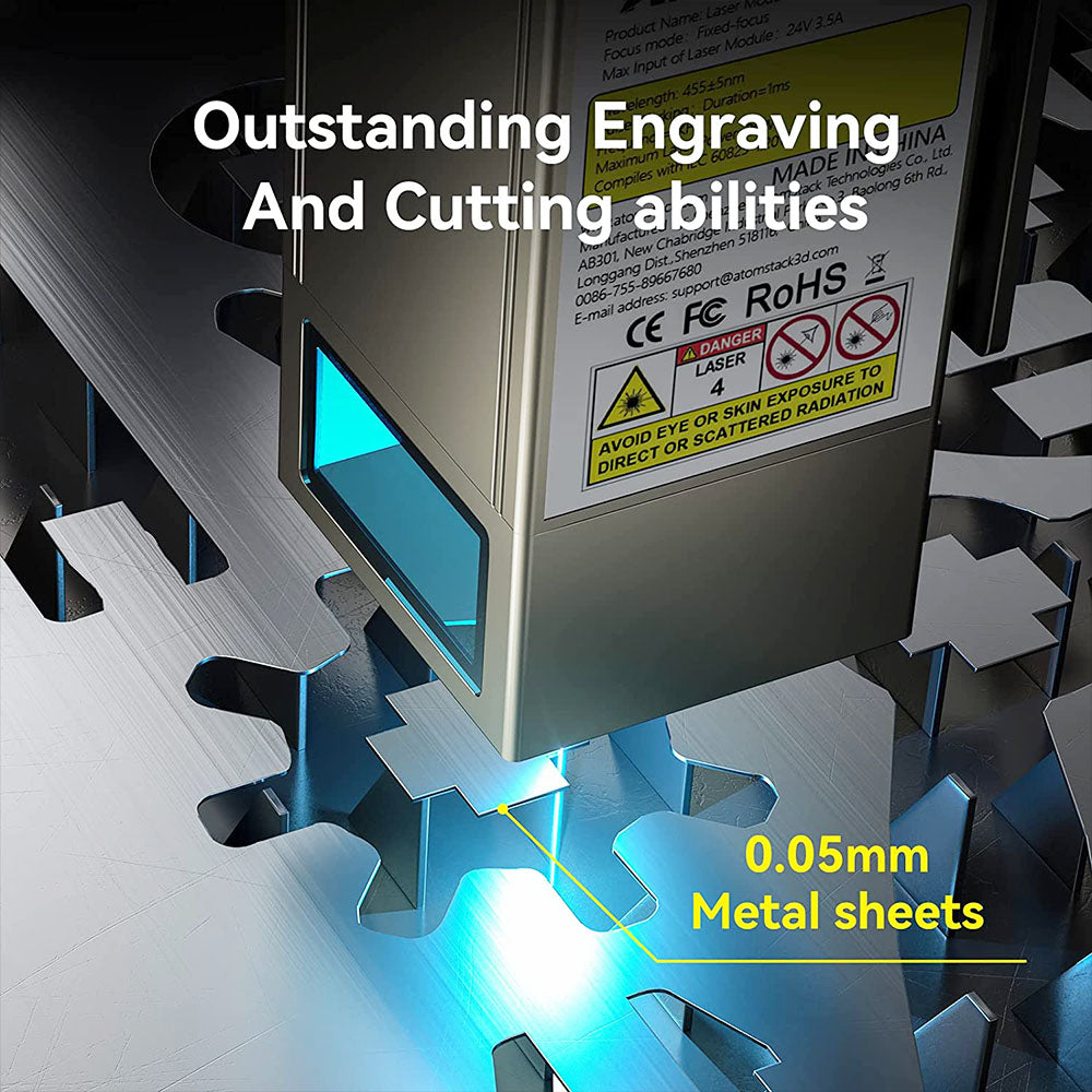 ATOMSTACK S20 Pro 20W Laser Engraver Cutter with Air Assist Kits, Focus-Free, Quad-core Diode Laser, 0.08 x 0.1mm Compressed Spot, Offline Engraving, 400x400mm