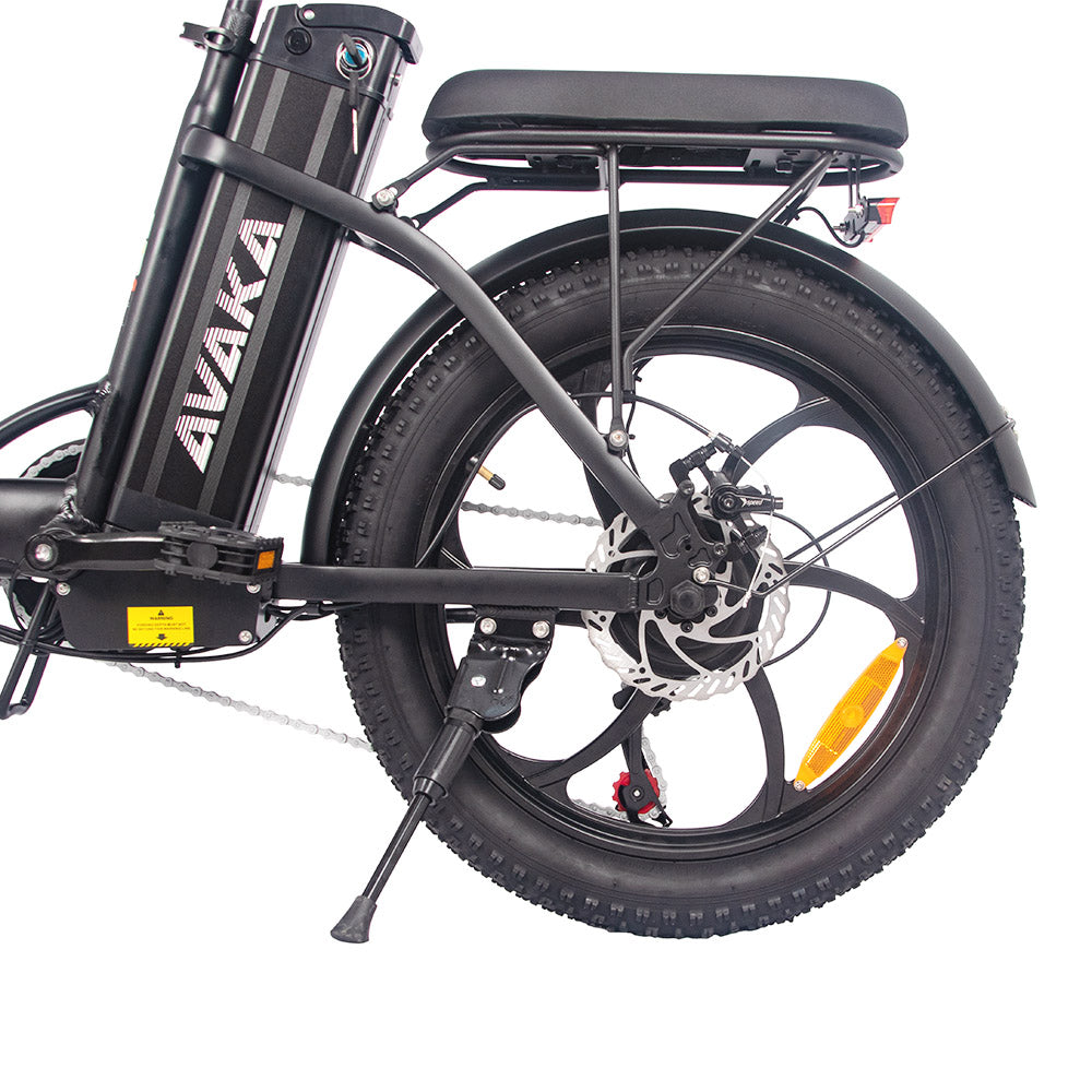 AVAKA BZ20 PLUS Electric Bike Foldable 20*3.0 Inch Fat Tires 500W Brushless Motor 25Km/h Max Speed 48V 18.2Ah Battery 100Km Range 120KG Max Load Dual Disc Brake Shimano 7-Speed Gear IP54 Waterproof LCD Display One-piece Wheel - Black