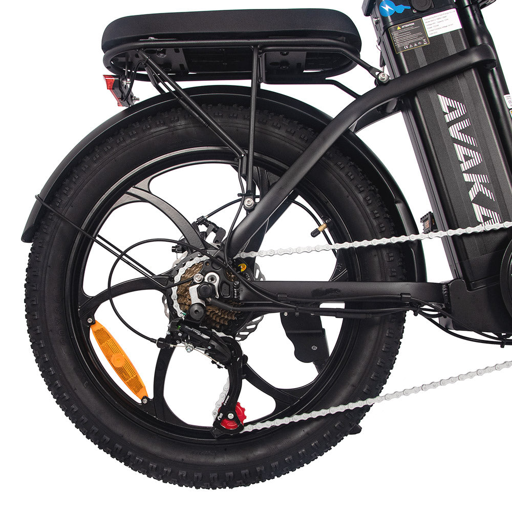 AVAKA BZ20 PLUS Electric Bike Foldable 20*3.0 Inch Fat Tires 500W Brushless Motor 25Km/h Max Speed 48V 18.2Ah Battery 100Km Range 120KG Max Load Dual Disc Brake Shimano 7-Speed Gear IP54 Waterproof LCD Display One-piece Wheel - Black