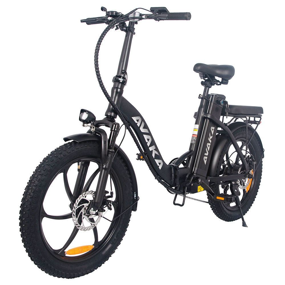 AVAKA BZ20 PLUS Electric Bike Foldable 20*3.0 Inch Fat Tires 500W Brushless Motor 25Km/h Max Speed 48V 18.2Ah Battery 100Km Range 120KG Max Load Dual Disc Brake Shimano 7-Speed Gear IP54 Waterproof LCD Display One-piece Wheel - Black