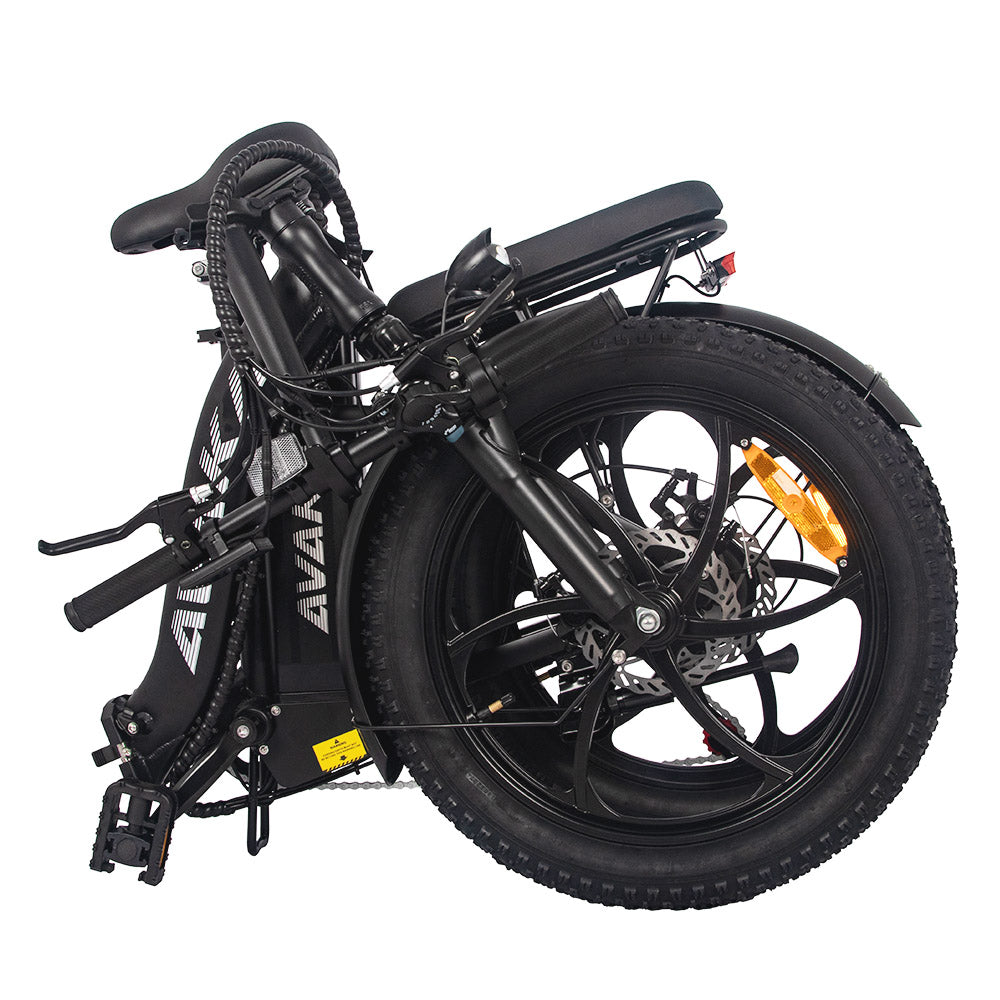 AVAKA BZ20 PLUS Electric Bike Foldable 20*3.0 Inch Fat Tires 500W Brushless Motor 25Km/h Max Speed 48V 18.2Ah Battery 100Km Range 120KG Max Load Dual Disc Brake Shimano 7-Speed Gear IP54 Waterproof LCD Display One-piece Wheel - Black