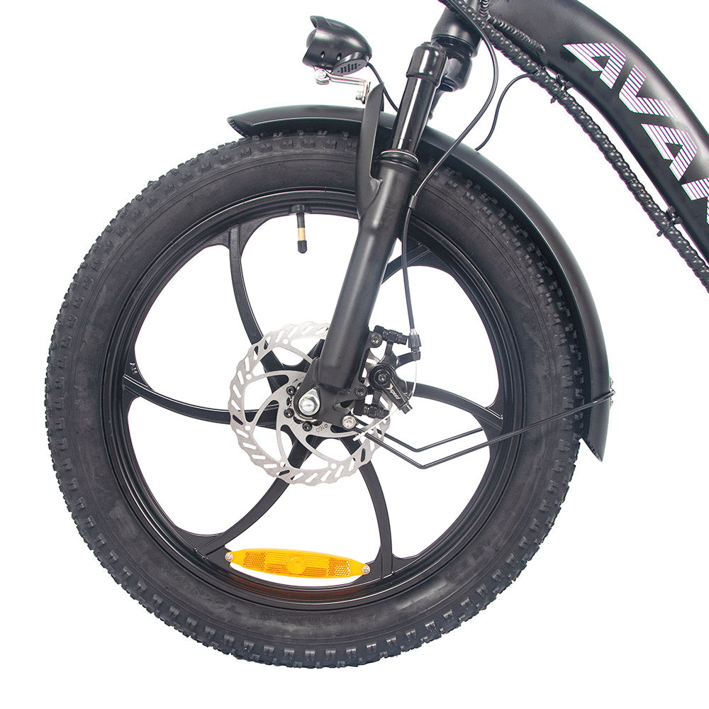 AVAKA BZ20 PLUS Electric Bike Foldable 20*3.0 Inch Fat Tires 500W Brushless Motor 25Km/h Max Speed 48V 18.2Ah Battery 100Km Range 120KG Max Load Dual Disc Brake Shimano 7-Speed Gear IP54 Waterproof LCD Display One-piece Wheel - Black