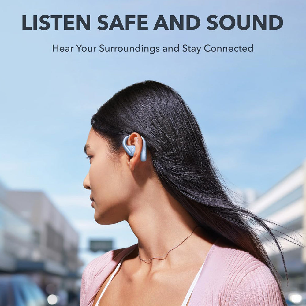 Anker Soundcore AeroFit Open-ear Earbuds, Ergonomic Ear Hook, IPX7 Waterproof, App Control, Up to 42 Hours Playtime - Blue