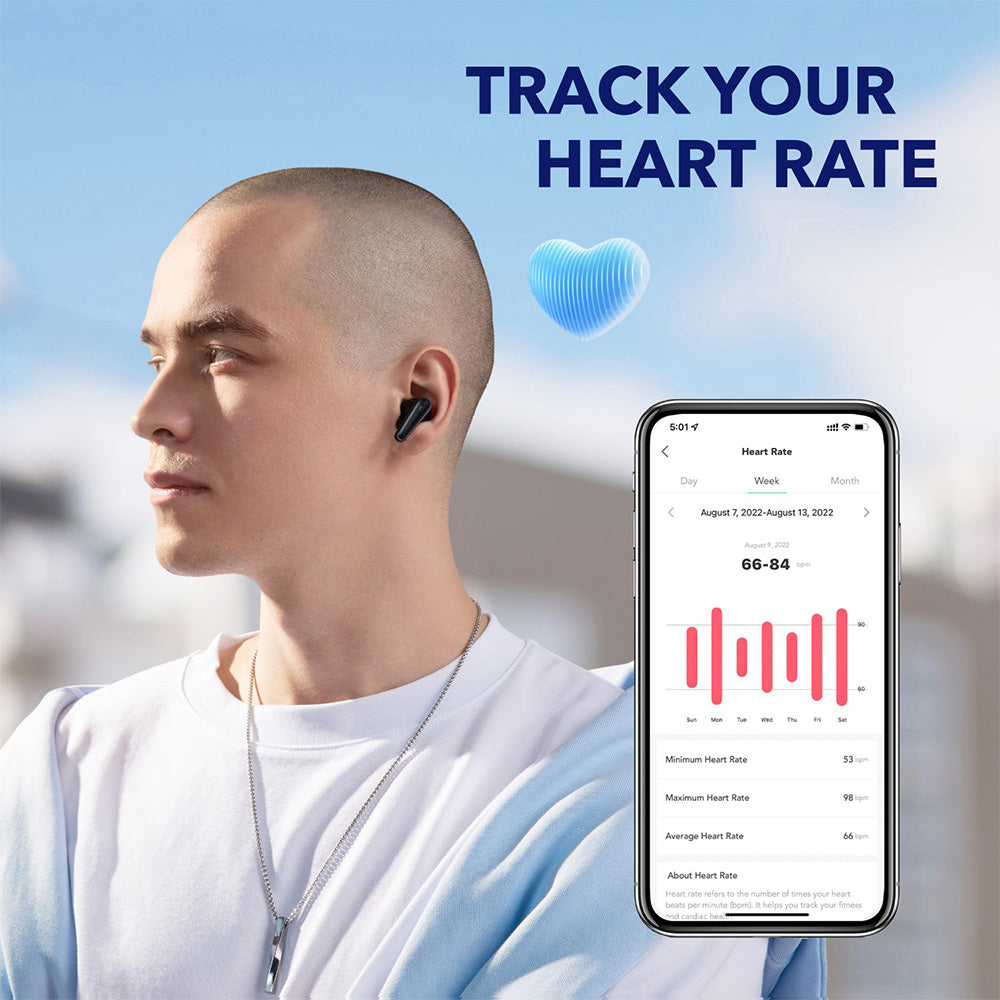 Anker Soundcore Liberty 4 True Wireless ANC Earbuds, Hi-Res Wireless Audio, Spatial Audio with Dual Modes, Heart Rate Sensor - Black