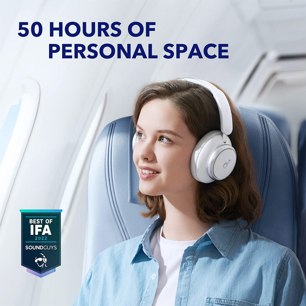 Anker Soundcore Space Q45 Headphones, Adaptive ANC, 50 Hours Playtime (ANC on), Bluetooth 5.3, App Control - White