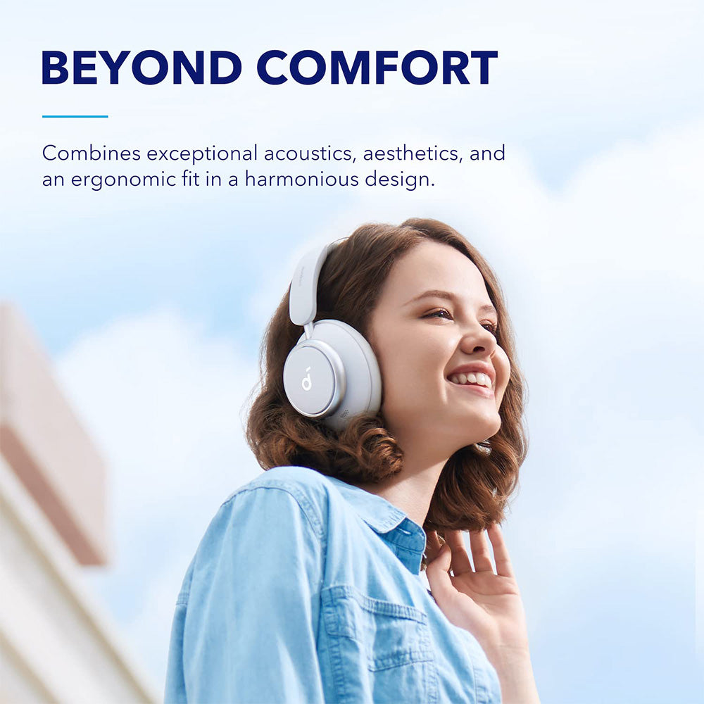 Anker Soundcore Space Q45 Headphones, Adaptive ANC, 50 Hours Playtime (ANC on), Bluetooth 5.3, App Control - White