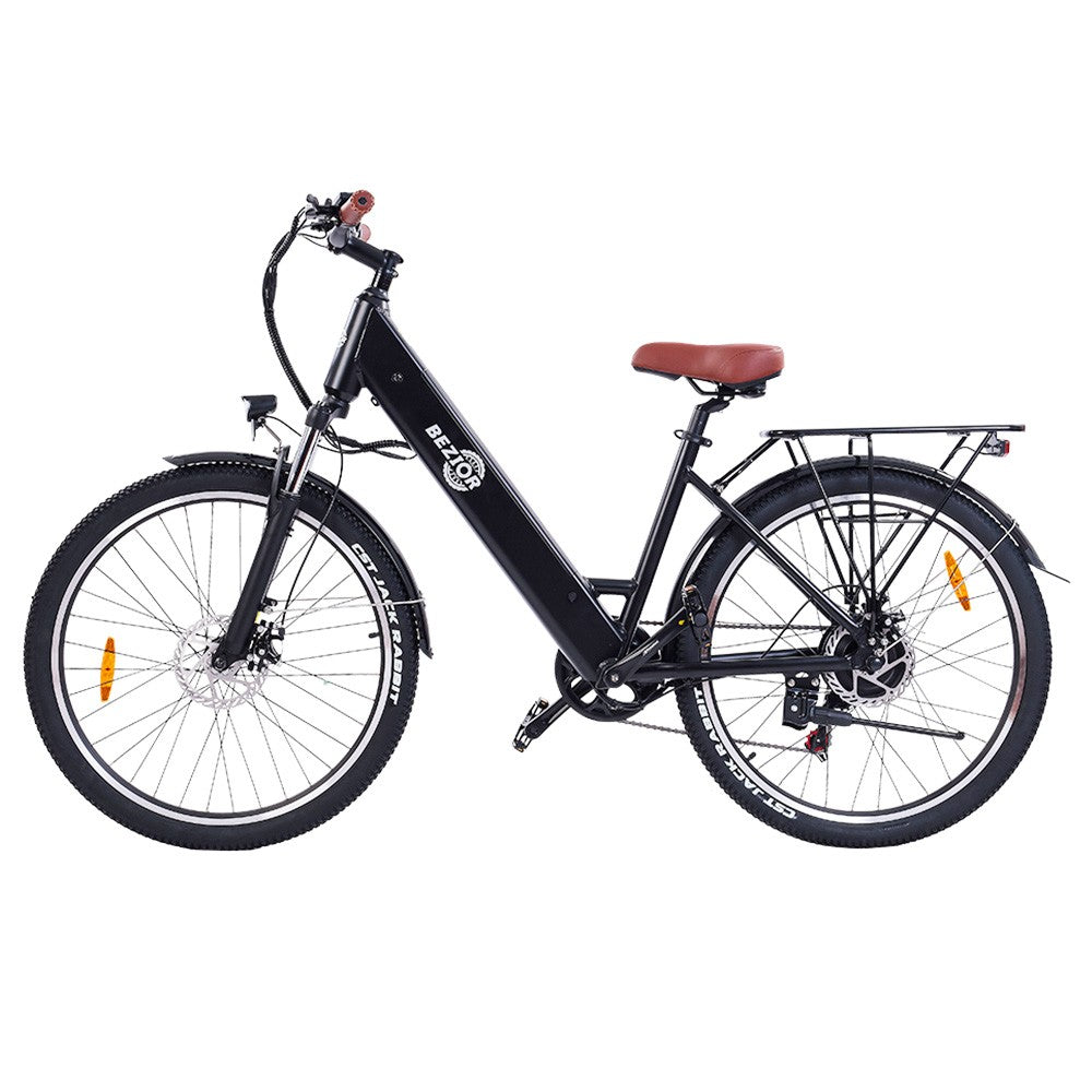 Bezior M3 Electric Bike 48V 500W Motor 32km/h Max Speed 10.4Ah Battery 60km Max Range 26*2.1'' CST Tires Shimano 7 Speed Gear - Black