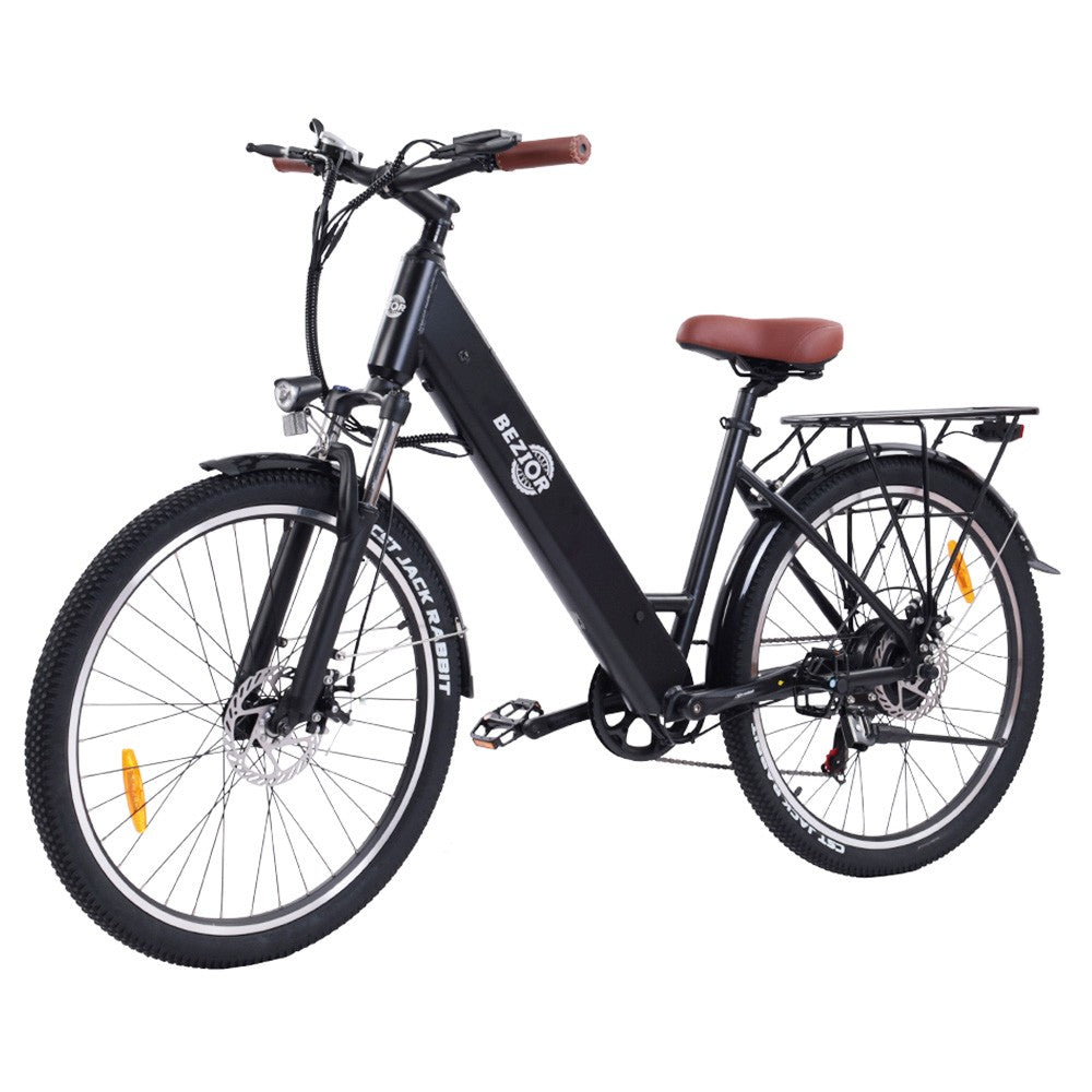 Bezior M3 Electric Bike 48V 500W Motor 32km/h Max Speed 10.4Ah Battery 60km Max Range 26*2.1'' CST Tires Shimano 7 Speed Gear - Black