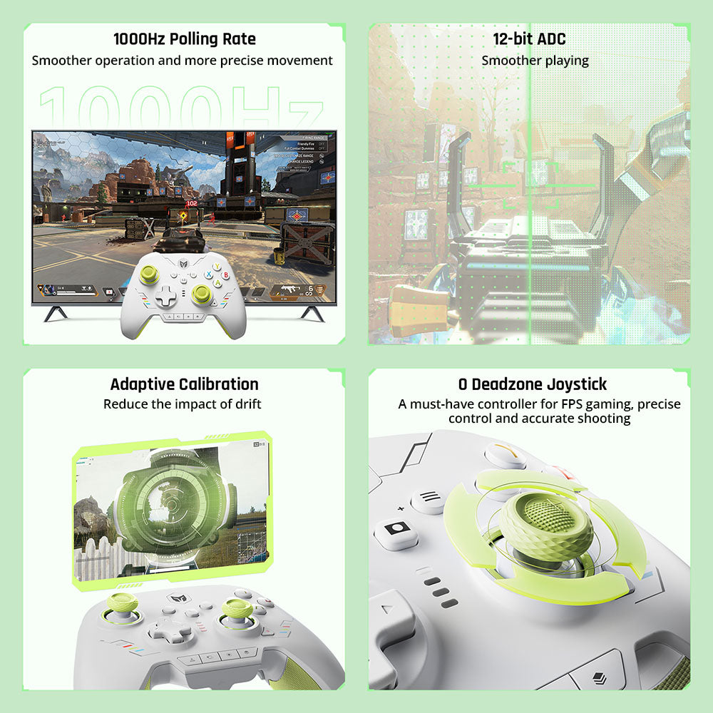 BIGBIG WON Rainbow 2 SE Game Controller, Hall Effect Trigger, Support Black Myth Wukong, 12-bit ADC, 4-way & 8-way D-pads, Compatible with Switch / PC / Android / iOS - Green