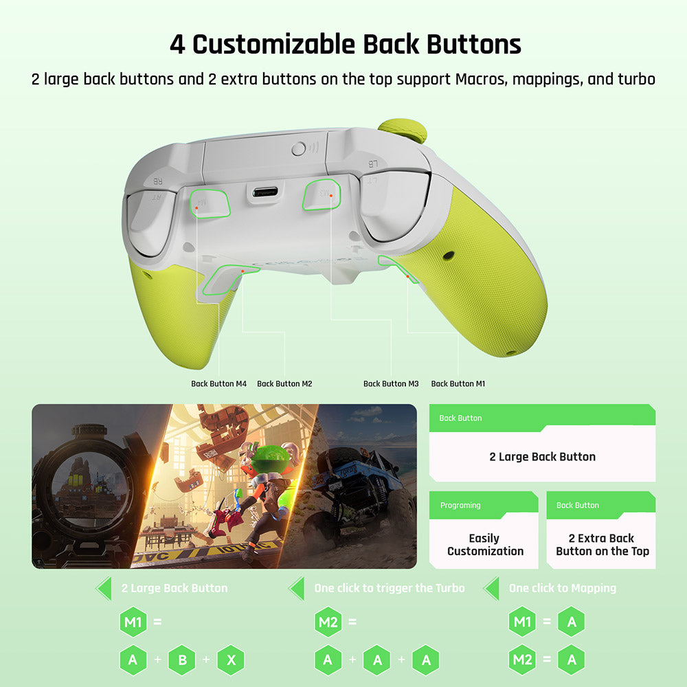 BIGBIG WON Rainbow 2 SE Game Controller, Hall Effect Trigger, Support Black Myth Wukong, 12-bit ADC, 4-way & 8-way D-pads, Compatible with Switch / PC / Android / iOS - Green