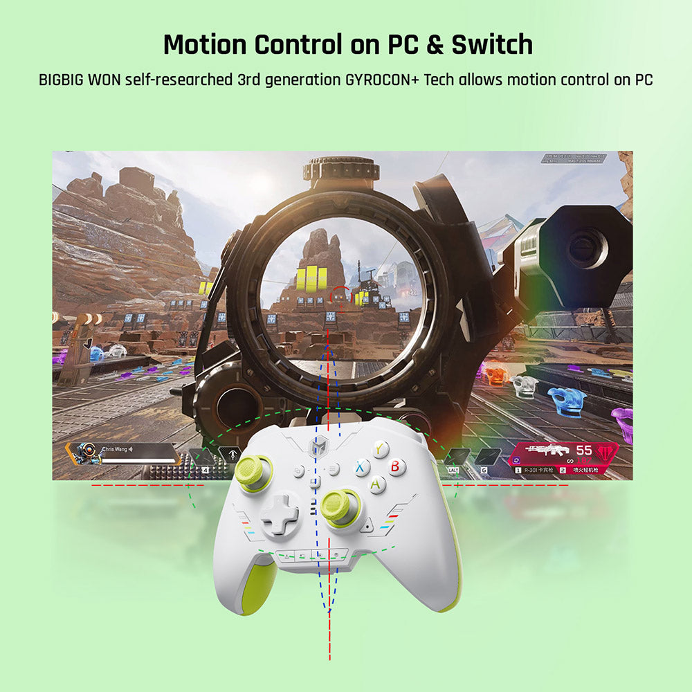 BIGBIG WON Rainbow 2 SE Game Controller, Hall Effect Trigger, Support Black Myth Wukong, 12-bit ADC, 4-way & 8-way D-pads, Compatible with Switch / PC / Android / iOS - Green