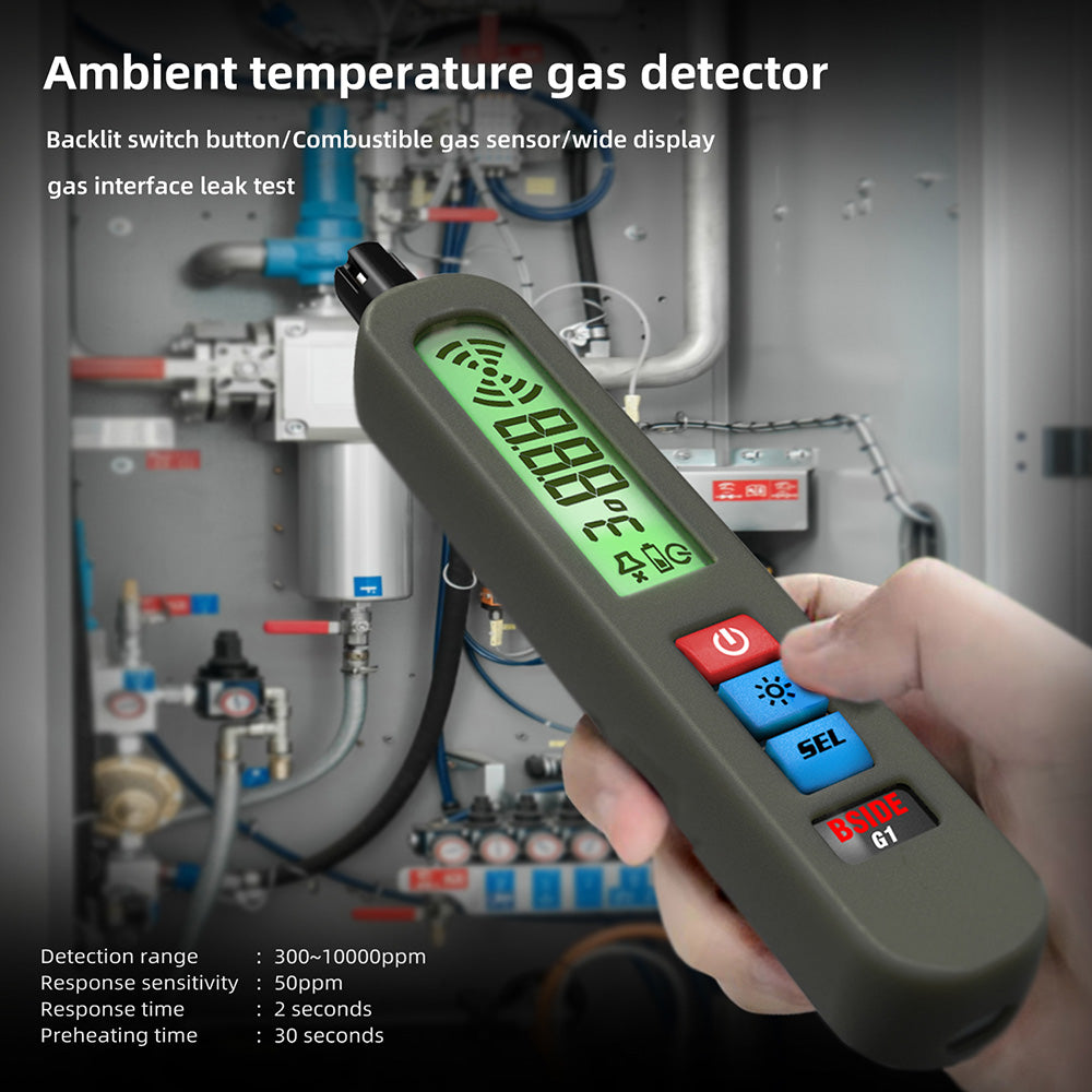 BSIDE G1 Combustible Gases Leak Detector, Natural Gases Leakage Detection, LCD Display with Backlight, Sound & Light & Vibration Alarm, without Bag