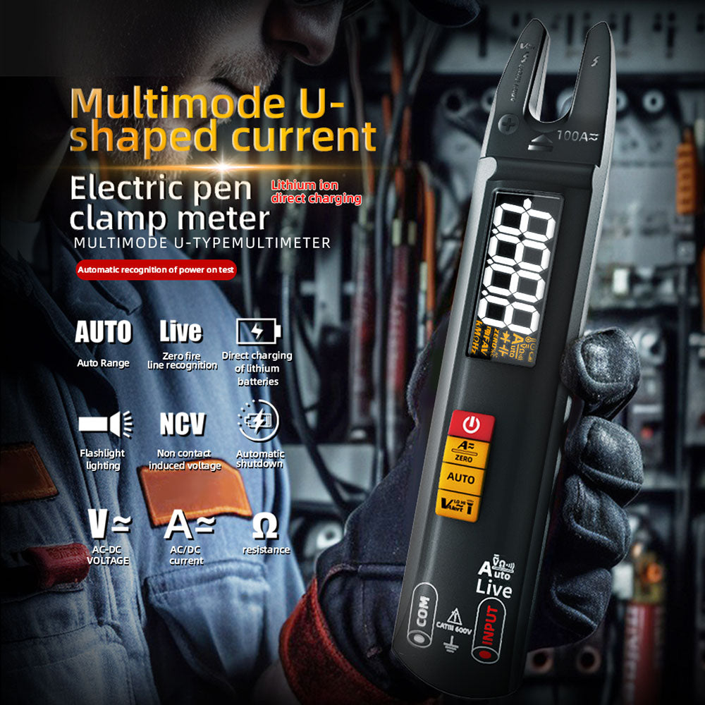 BSIDE U0 Digital Clamp Multimeter, Electrical Test Pen, 6000 Counts, True RMS U-Type Meter, Color Screen