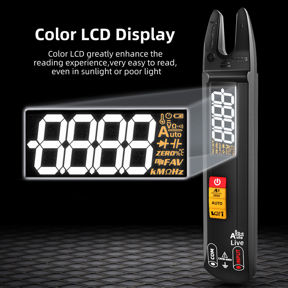 BSIDE U0 Digital Clamp Multimeter, Electrical Test Pen, 6000 Counts, True RMS U-Type Meter, Color Screen