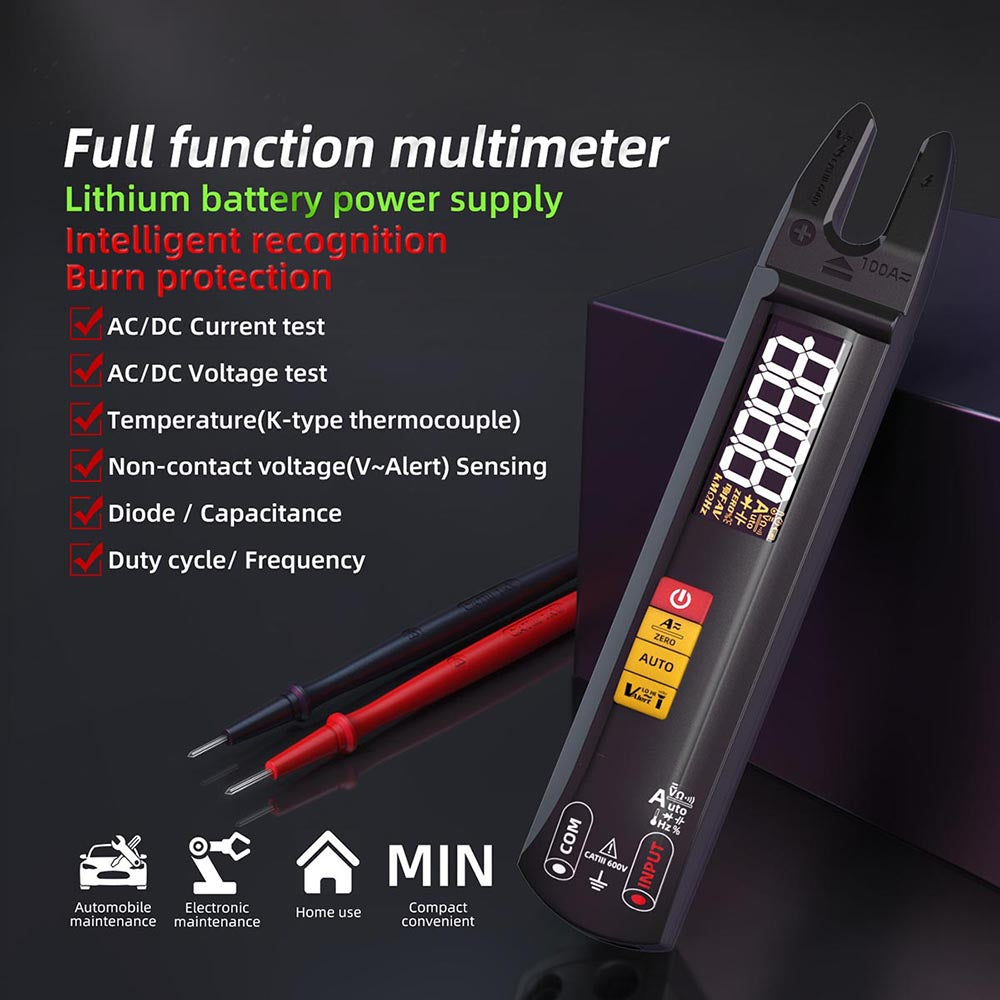 BSIDE U1 Digital Clamp Multimeter, Electric Tester Pen, Bright LED Flashlight, DC AC 100A Pliers, T-RMS Current