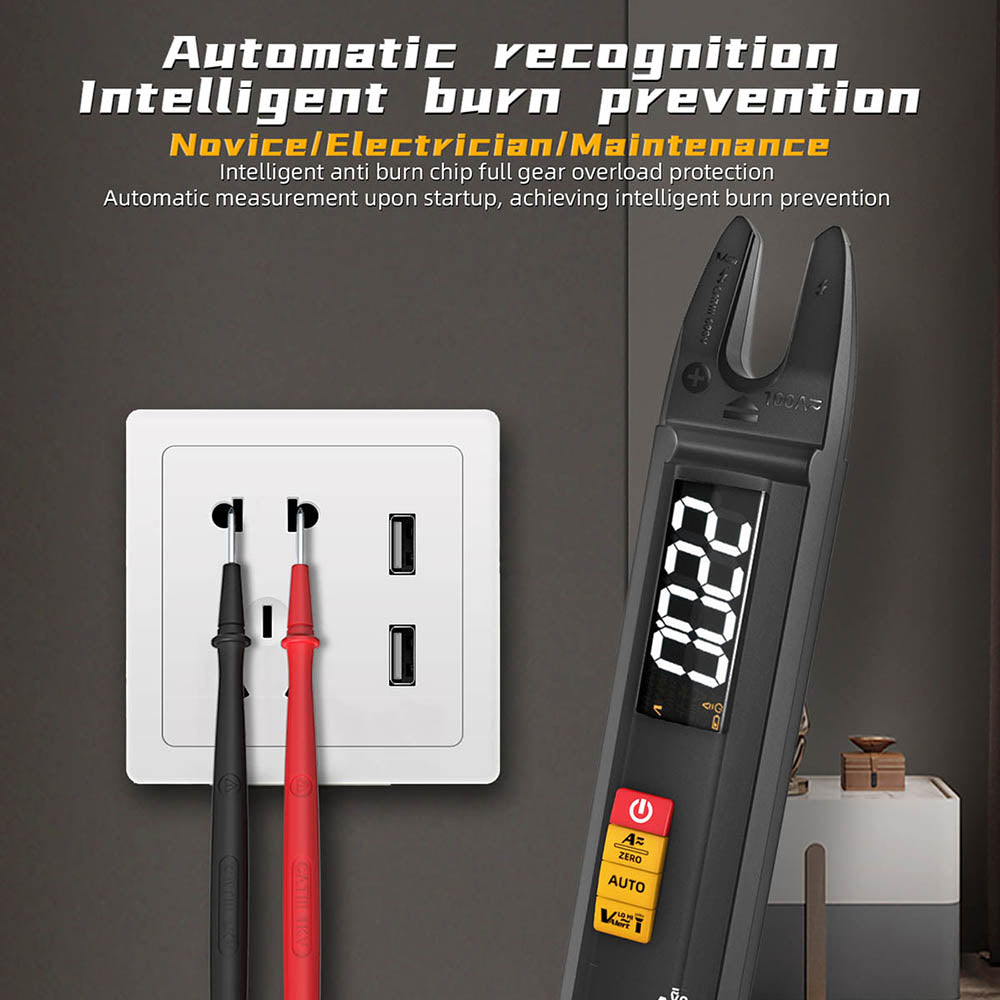 BSIDE U1 Digital Clamp Multimeter, Electric Tester Pen, Bright LED Flashlight, DC AC 100A Pliers, T-RMS Current