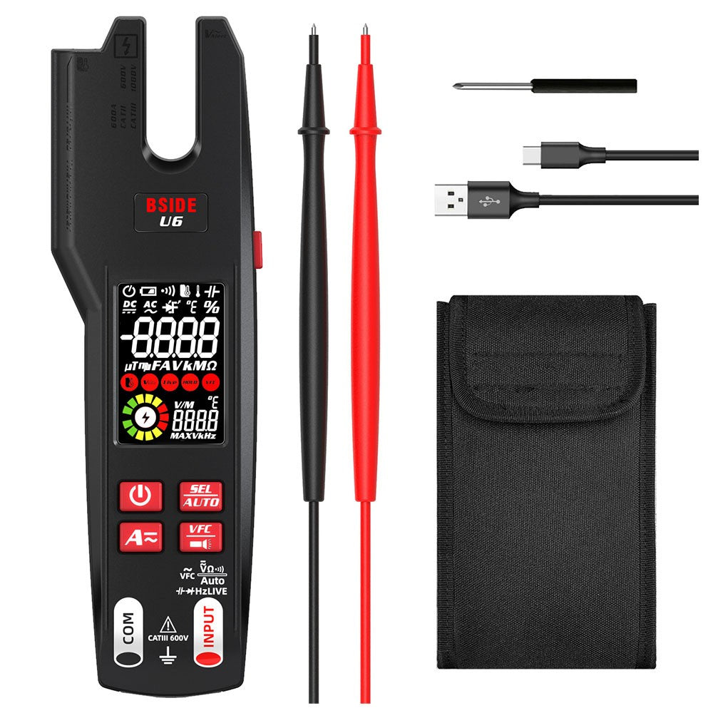 BSIDE U6 U-shaped Infrared Thermometer Multimeter AC/DC Voltage Current Clamp Meter