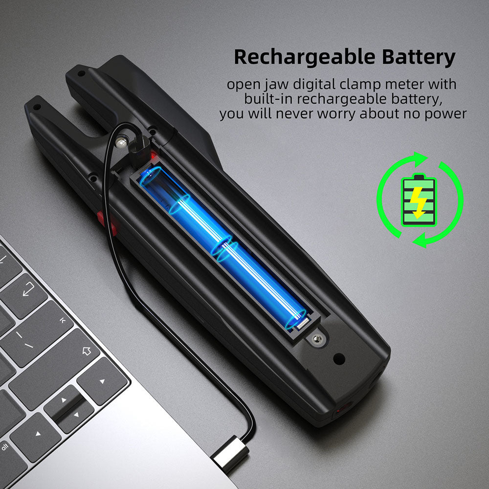BSIDE U6X U-Shape Digital Clamp Multimeter, Automatic AC/DC Meter, Infrared Detection, Color Display Display, Rechargeable Battery, with Probe Tips Holder Design