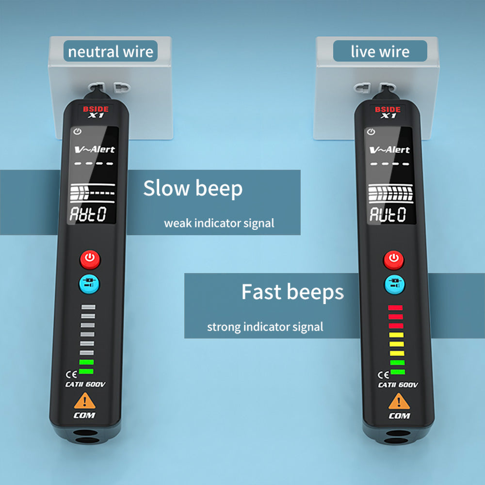 BSIDE X1 Intelligent Voltage Detector Tester, Multimeter, Electric Pen, Break Point Checking, Large LCD Screen, Flashlight, Live Wire Hz Ohm NCV Meter, No Batteries