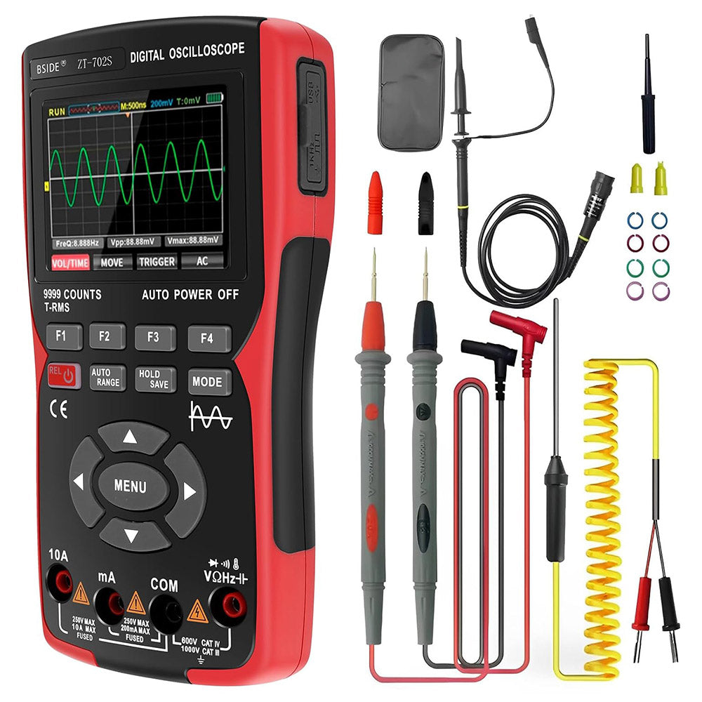BSIDE ZT702S Digital Multimeter, Oscilloscope, Auto True RMS, Transistor Probe Meter, 48M/s 10MHz PC Waveform, 2.8inch LCD Screen